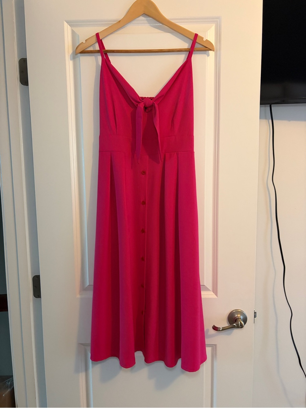 Kensie Boutique | Fuchsia Tie-Front Button Summer Spring Midi Dress